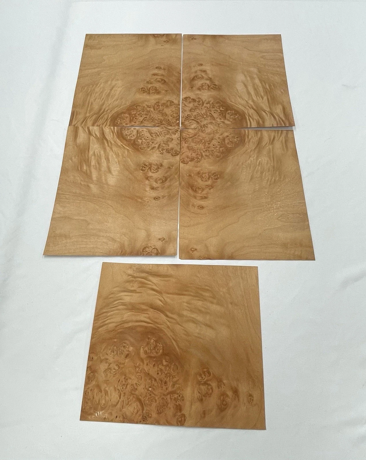 Red Elm Burl veneer sheet showing natural grain