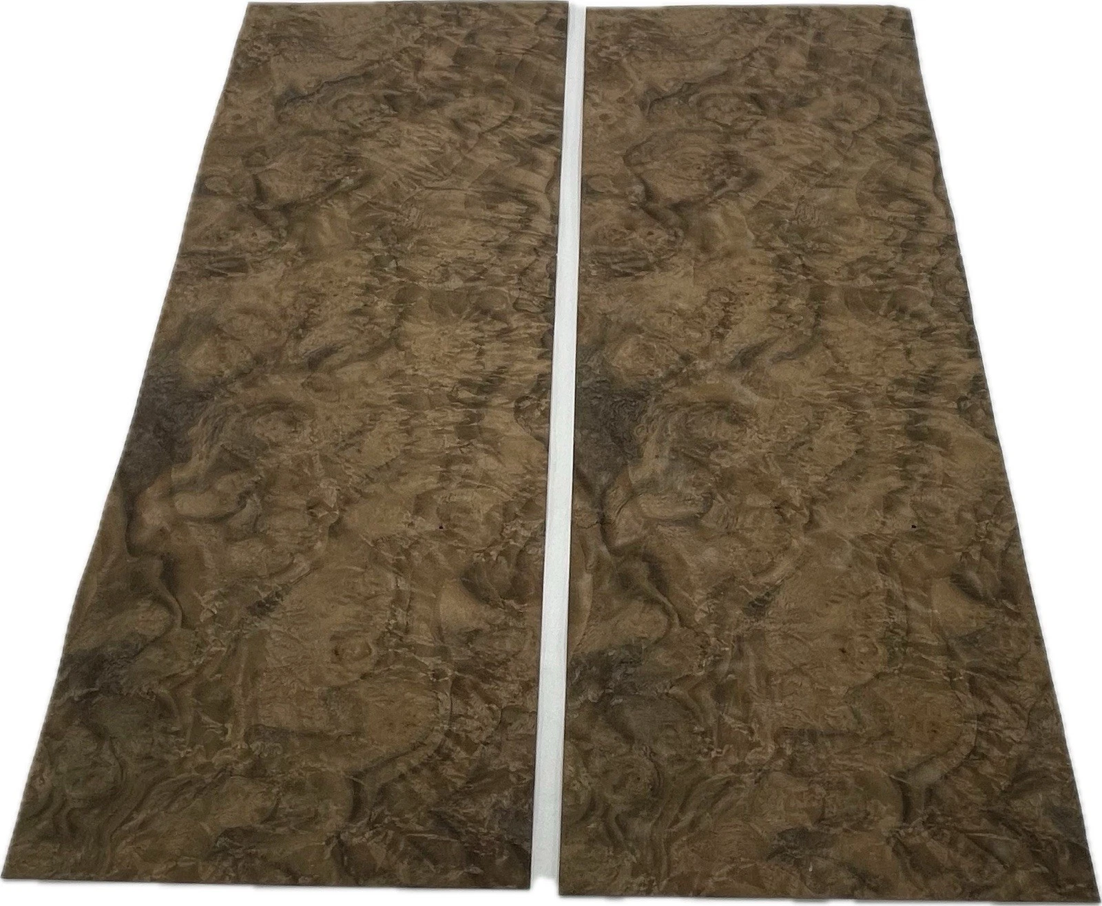 Walnut Burl veneer sheet showing natural grain