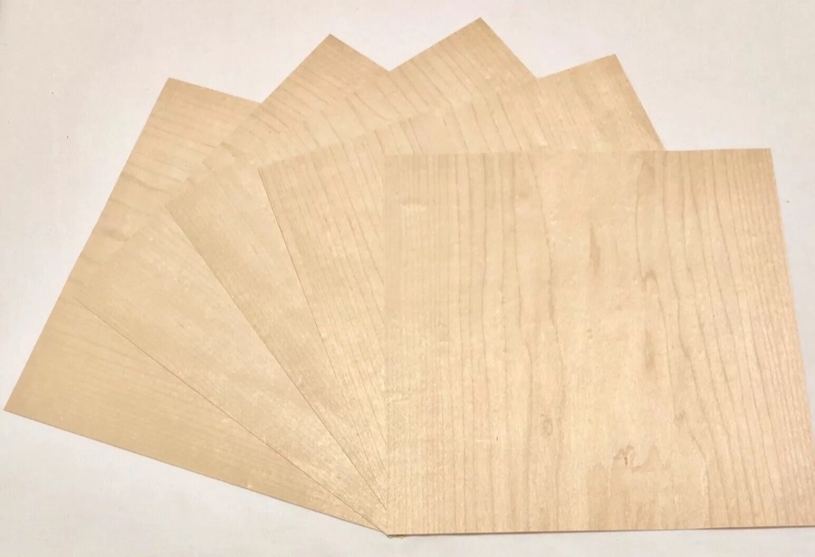Thin maple veneer pieces for laser and CNC projects