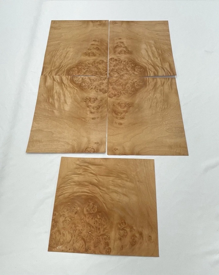 Figured veneer sheet suited to boxes and marquetry