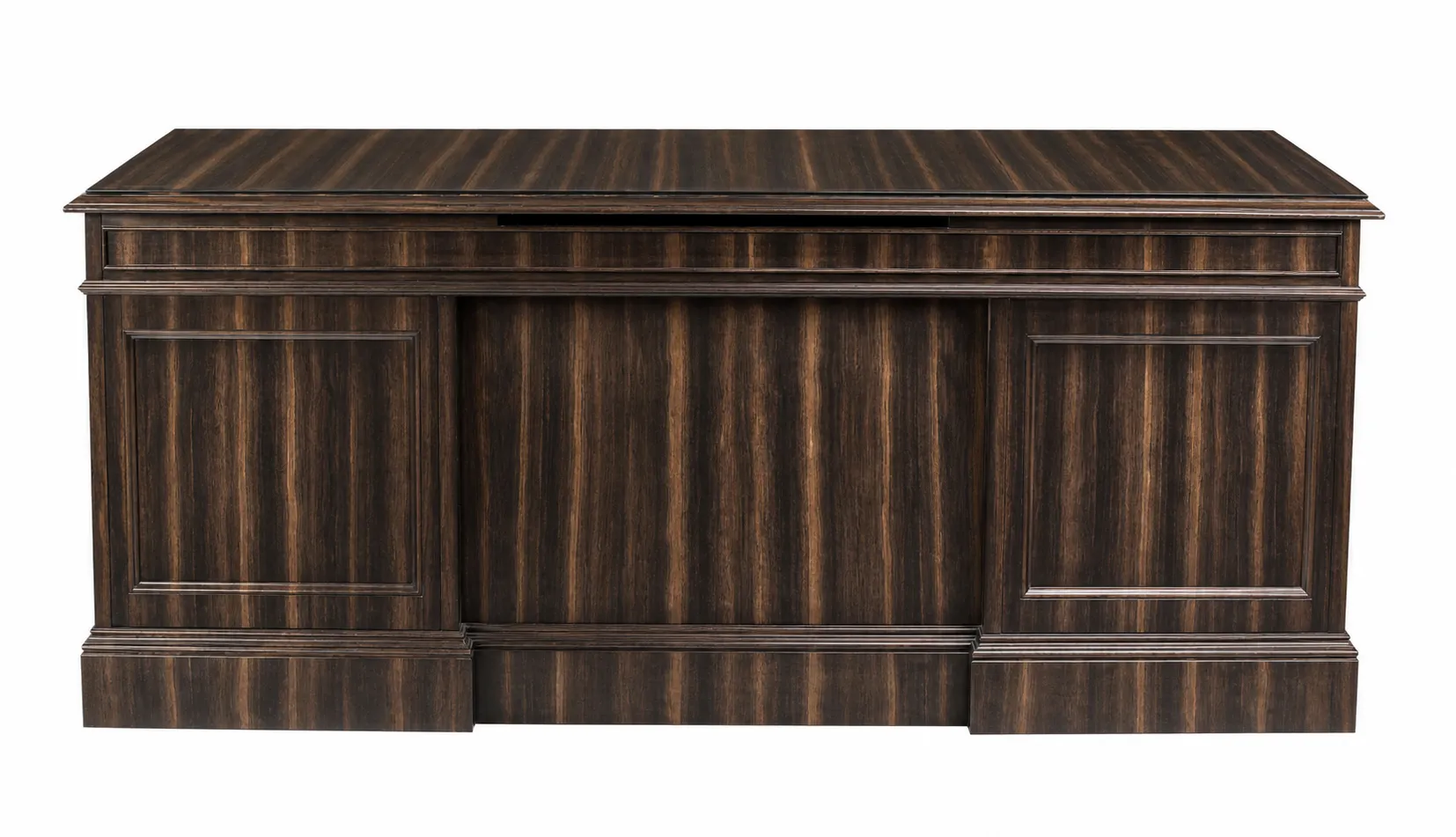 Macassar ebony veneer on a finished desk