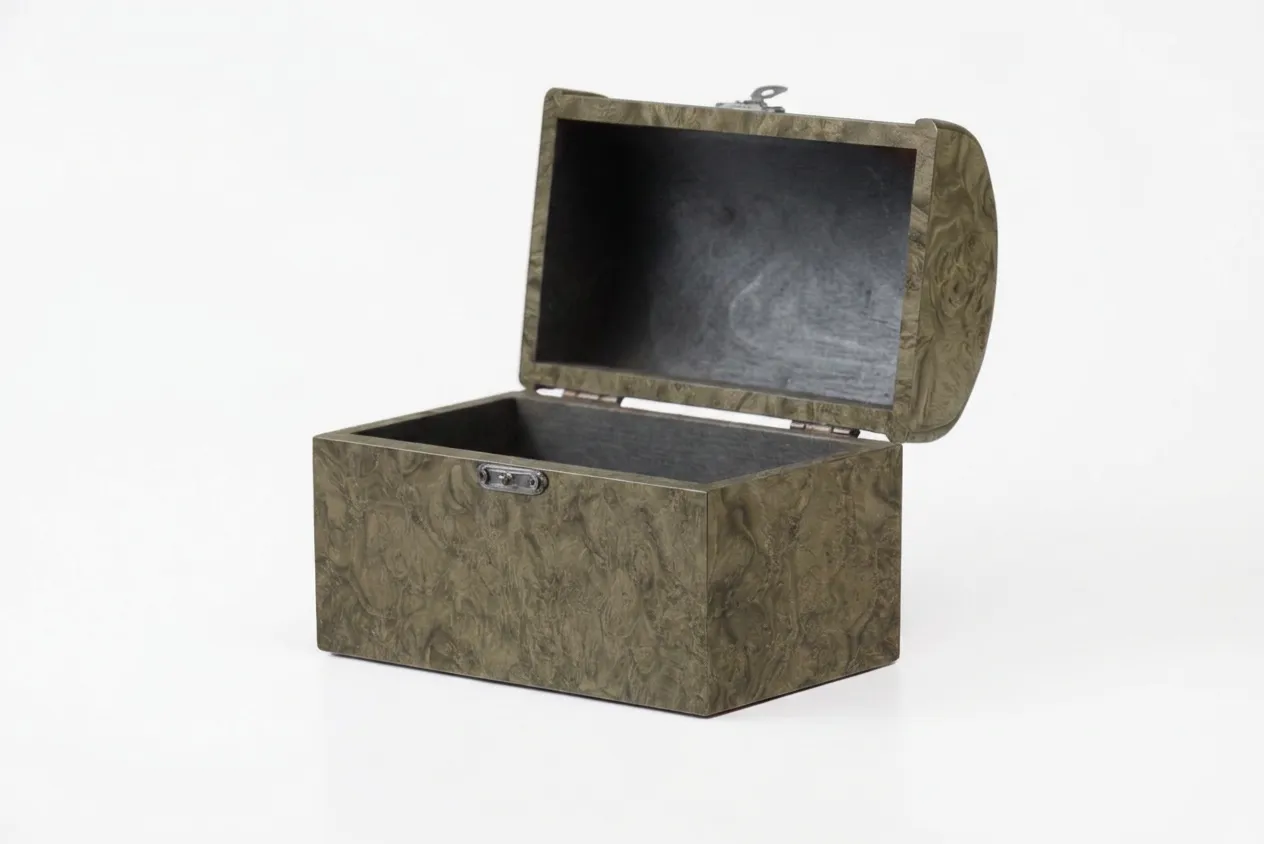 Walnut burl veneer on a finished box